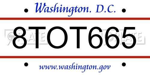 8TOT665 District Of Columbia License Plate