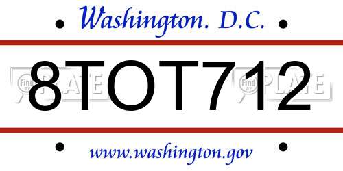 8TOT712 District Of Columbia License Plate
