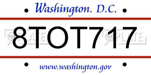 8TOT717 District Of Columbia License Plate