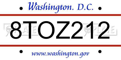 8TOZ212 District Of Columbia License Plate