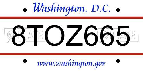 8TOZ665 District Of Columbia License Plate