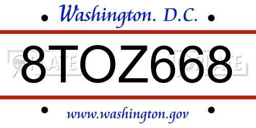 8TOZ668 District Of Columbia License Plate