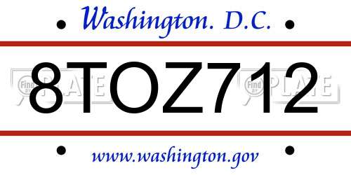 8TOZ712 District Of Columbia License Plate