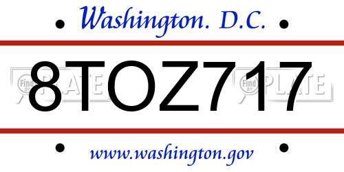 8TOZ717 District Of Columbia License Plate
