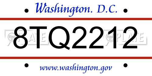 8TQ2212 District Of Columbia License Plate