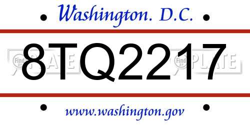8TQ2217 District Of Columbia License Plate