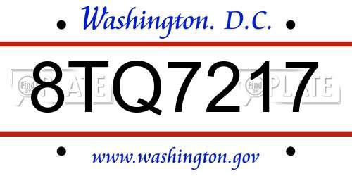 8TQ7217 District Of Columbia License Plate