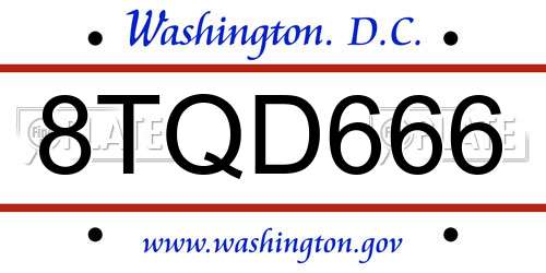 8TQD666 District Of Columbia License Plate