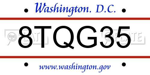 8TQG35 District Of Columbia License Plate