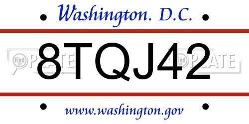 8TQJ42 District Of Columbia License Plate