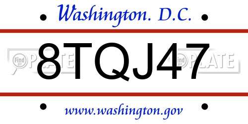 8TQJ47 District Of Columbia License Plate