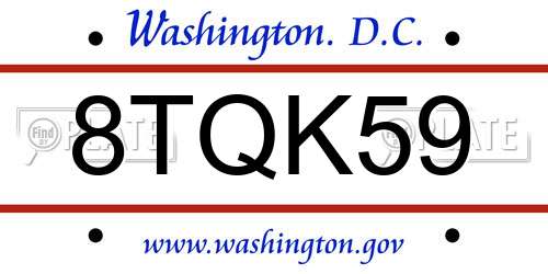 8TQK59 District Of Columbia License Plate