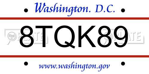 8TQK89 District Of Columbia License Plate