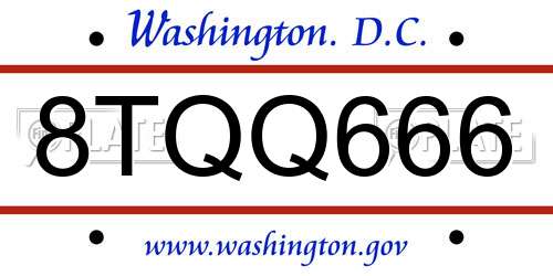 8TQQ666 District Of Columbia License Plate