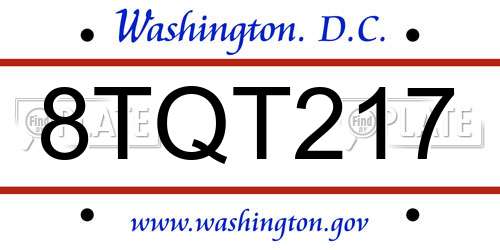 8TQT217 District Of Columbia License Plate