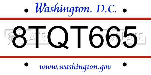8TQT665 District Of Columbia License Plate