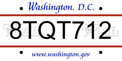 8TQT712 District Of Columbia License Plate