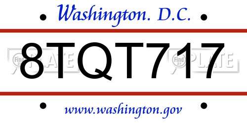 8TQT717 District Of Columbia License Plate