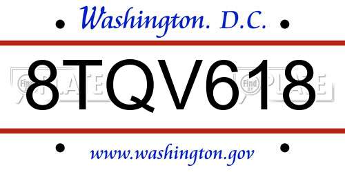 8TQV618 District Of Columbia License Plate