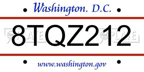 8TQZ212 District Of Columbia License Plate