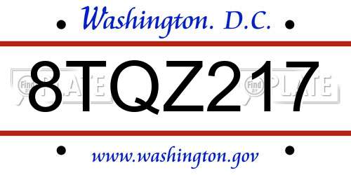 8TQZ217 District Of Columbia License Plate