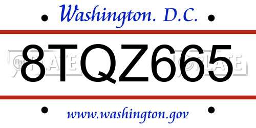8TQZ665 District Of Columbia License Plate