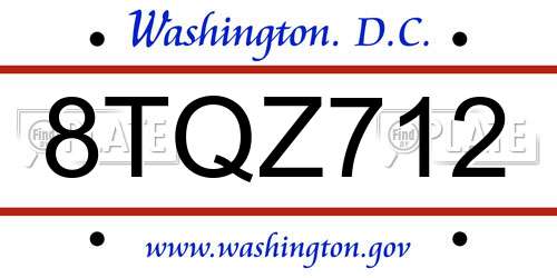8TQZ712 District Of Columbia License Plate