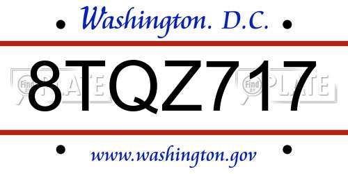 8TQZ717 District Of Columbia License Plate