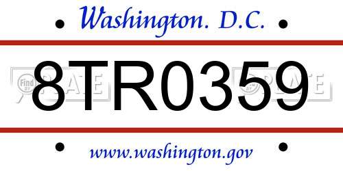 8TR0359 District Of Columbia License Plate