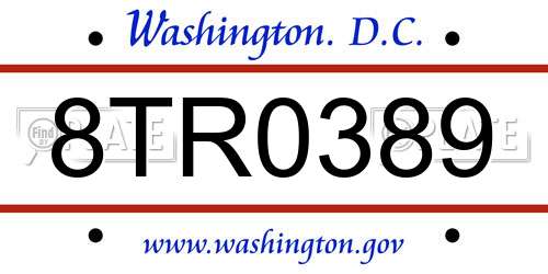 8TR0389 District Of Columbia License Plate