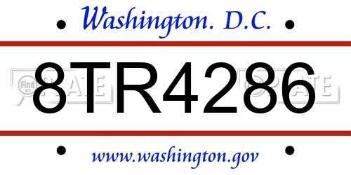 8TR4286 District Of Columbia License Plate