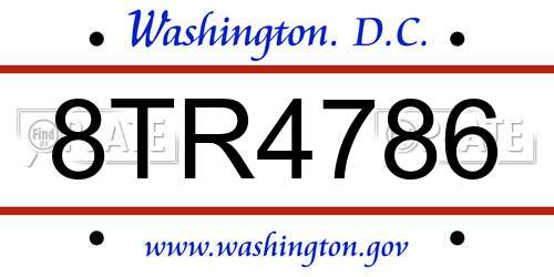 8TR4786 District Of Columbia License Plate