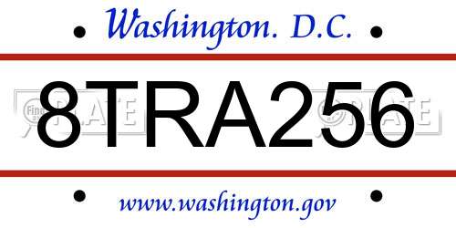 8TRA256 District Of Columbia License Plate