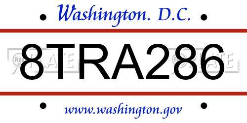 8TRA286 District Of Columbia License Plate
