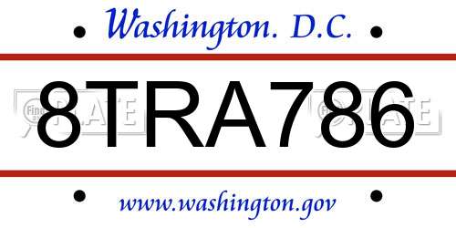 8TRA786 District Of Columbia License Plate