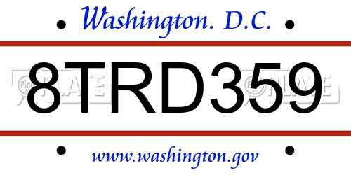 8TRD359 District Of Columbia License Plate