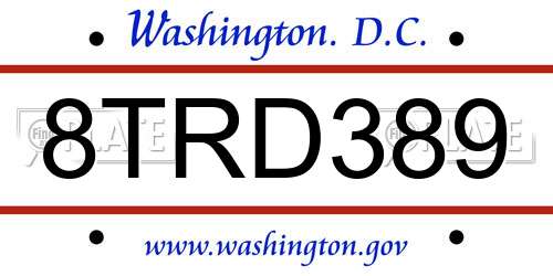 8TRD389 District Of Columbia License Plate