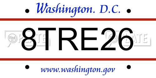 8TRE26 District Of Columbia License Plate