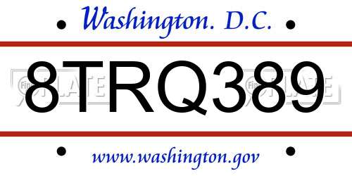 8TRQ389 District Of Columbia License Plate