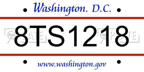 8TS1218 District Of Columbia License Plate