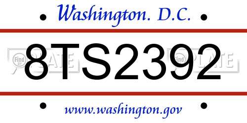 8TS2392 District Of Columbia License Plate