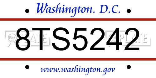 8TS5242 District Of Columbia License Plate