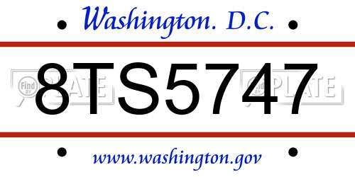 8TS5747 District Of Columbia License Plate