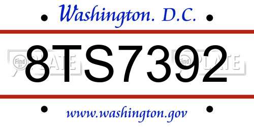 8TS7392 District Of Columbia License Plate