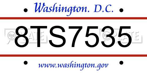 8TS7535 District Of Columbia License Plate