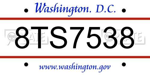 8TS7538 District Of Columbia License Plate