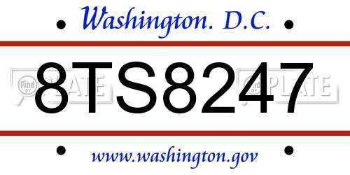 8TS8247 District Of Columbia License Plate