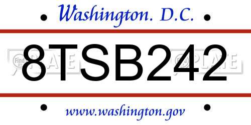 8TSB242 District Of Columbia License Plate