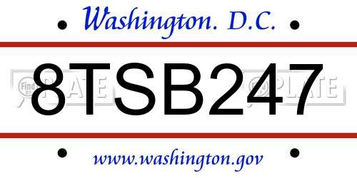 8TSB247 District Of Columbia License Plate