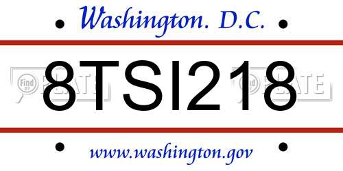 8TSI218 District Of Columbia License Plate